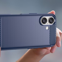 Carbon dėklas telefonui iPhone 16 Plus - mėlynas