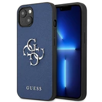 Guess GUHCP13SSA4GSBL iPhone 13 mini 5.4" mėlynas/mėlynas kietas dėklas Saffiano 4G Metalinis Logotipas