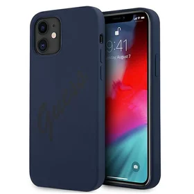 Guess GUHCP12SLSVSBL iPhone 12 mini 5.4" mėlynas/mėlynas kietas dėklas Script Vintage