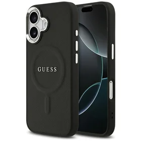 Guess klasikinio logotipo magnetinis dėklas, skirtas iPhone 17 – juodas