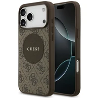 Guess 4G Circle Classic Logo Magnetinis dėklas telefonui iPhone 17 Pro Max - ruda