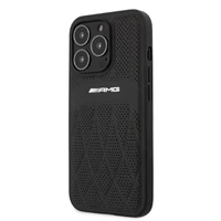 AMG AMHCP13LOSDBK iPhone 13 Pro / 13 6.1" juoda/juoda kietas dėklas odinis lenktos linijos
