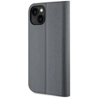 Karl Lagerfeld KLBKP14SSANKCPG iPhone 14 6.1" knygos tipo dėklas sidabrinis Saffiano Karl & Choupette