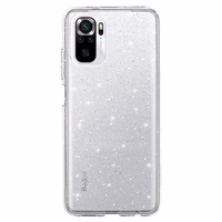 Crystal Glitter dėklas telefonui Xiaomi Redmi Note 10/Note 10S/Poco M5S sidabrinis