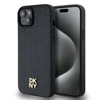 DKNY Odinis raštas metalinis logotipas Magnetinis dėklas iPhone 15 / 14 / 13 - juoda
