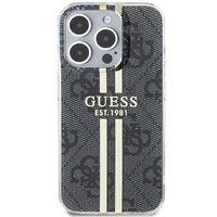 Guess IML 4G Gold Stripe dėklas iPhone 15 Pro Max - juodas