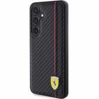 Ferrari Carbon Printed Line dėklas telefonui Samsung Galaxy S24+ - juodas