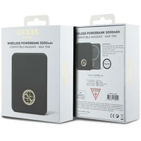 Guess Magnetinė 4G Strassed Metalinis Logotipas indukcinė išorinė baterija 15W 5000mAh - juoda