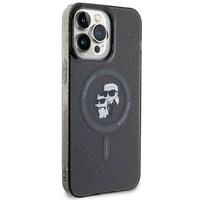 Karl Lagerfeld Karl&Choupette Blizgantis Magnetinis dėklas telefonui iPhone 15 Pro Max - juoda