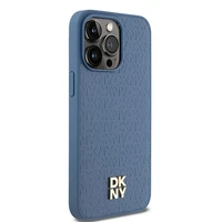 DKNY Odinis monogramos rašto metalinis logotipas Magnetinis dėklas telefonui iPhone 15 Pro Max - mėlynas