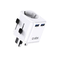 SBS universalus kelioninis adapteris - EU 2xUSB-A - baltas