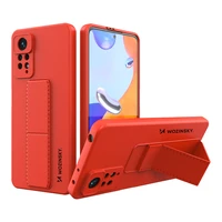 Wozinsky Kickstand Case silikoninis dėklas su stovu Xiaomi Redmi Note 11 Pro raudonas