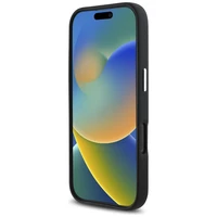 Karl Lagerfeld Saffiano pilnai aptrauktas pailgo metalinio logotipo magnetinis dėklas telefonui iPhone 16 Pro Max - juodas