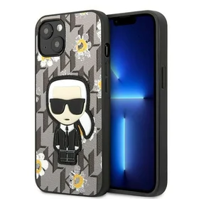 Karl Lagerfeld Gėlių Ikonik Karl dėklas telefonui iPhone 13 mini - pilkas