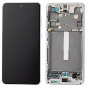 Ekranas Samsung G990 S21 FE 5G su lietimui jautriu stikliuku ir rėmeliu White originalus (service pack)