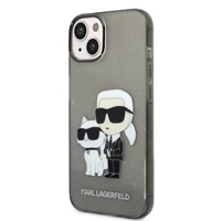 Karl Lagerfeld blizgus Karl&Choupette dėklas telefonui iPhone 14 Plus - juodas