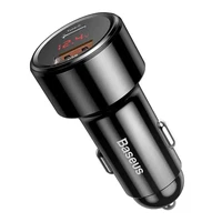 Įkroviklis automobilinis Baseus Series su LED ekranu ir 2 USB Quick Charge 45W juodas CCMLC20C-01