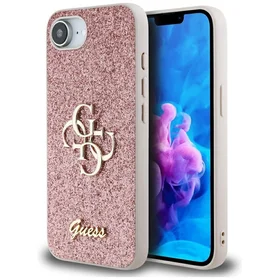 Guess Fixed Glitter Big 4G dėklas telefonui iPhone 16e - rožinė