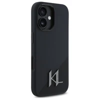 Karl Lagerfeld Silikoninis Šešėlis Metalinės Pradinės Magnetinis iPhone 16 Dėklas - Juodas