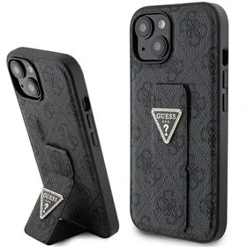 Guess dėklas telefonui su stovu Grip Stand 4G Triangle Strass iPhone 15 - juodas