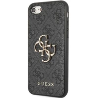 Guess GUHCI84GMGGR iPhone 7/8/SE 2020/2022 pilkas/pilkas kietas dėklas 4G Didelis Metalinis Logotipas