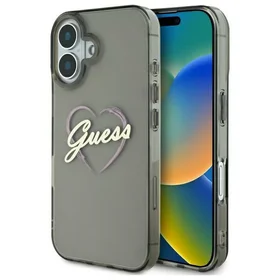 Guess IML Heart dėklas telefonui iPhone 16 Plus - juodas
