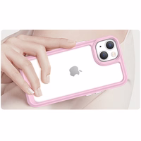 Outer Space dėklas iPhone 14 Plus kietas dangtelis su geliniu rėmeliu rožinė