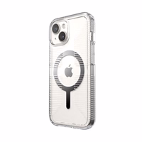 Speck Gemshell Grip + MagSafe - dėklas iPhone 17e / 16e / 15 / 14 / 13 (Clear / Chrome Finish)