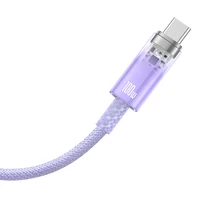 Baseus Explorer 100W USB-A - USB-C kabelis su išmaniu temperatūros jutikliu 1m - violetinis