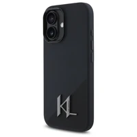 Karl Lagerfeld Silikoninis Šešėlis Metalinės Pradinės Magnetinis iPhone 16 Dėklas - Juodas