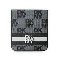 DKNY Checkered Pattern Printed Stripes Dėklas telefonui Samsung Galaxy Z Flip 6 - juodas