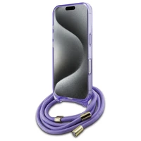 Guess per petį dėklas telefonui Cord Script MagSafe iPhone 16 – violetinis