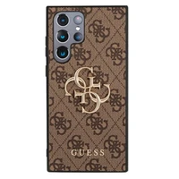 Guess 4G Big Metal Logo dėklas Samsung Galaxy S22 Ultra - rudas