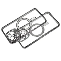 Bling Magsafe dėklas telefonui Samsung Galaxy S24 juodas