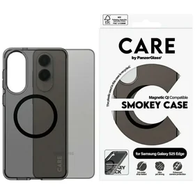 CARE by PanzerGlass Flagmanas Urban Combat juodas dėklas su QI Samsung Galaxy S25 Edge - pusiau skaidrus