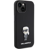 Karl Lagerfeld silikoninis Ikonik Metal Pin dėklas telefonui iPhone 15 - juodas