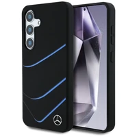 Mercedes Silikoninis Kontrastingos kreivės Magnetinis dėklas Samsung Galaxy S25 - juodas