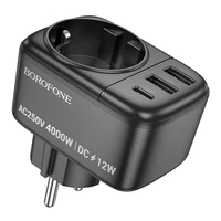 Borofone Wall charger BAC14 Wide - 2xUSB + Type C + outlet - 12W black