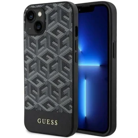 Guess GUHMP14SHGCFSEK iPhone 14 6.1" juodas/juodas kietas dėklas GCube Stripes Magnetinis