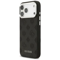 GUESS dėklas telefonui IPHONE 17 Pro Max suderinamas su Magnetine GUHMP17XPSPOSSSK (PU W/ Peony Hot Stamp Script) juoda