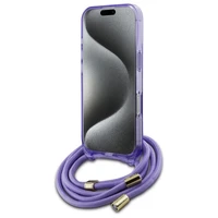 Guess Kryžminis Laidas Užrašas Magnetinis dėklas iPhone 16 Pro - violetinis