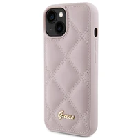 Guess Quilted Metal Logo dėklas telefonui iPhone 15 - rožinė