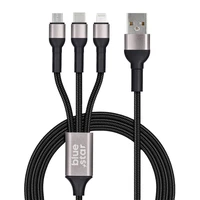 Kabelis (m) BLUE STAR pintas 2,4A 3in1 USB A į Lightning / Micro USB / Type C TFK-DC-010 1,2 m - juodas (m)