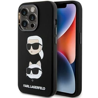 Karl Lagerfeld silikoninis Karl & Choupette galvos dėklas telefonui iPhone 15 Pro Max - juodas
