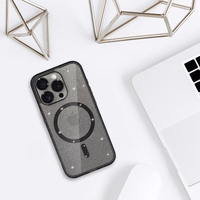 Blizgus Magsafe dėklas Samsung Galaxy S25 Edge juodas skaidrus