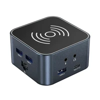 Hub USB-C 12 in 1 Wozinsky WHBC09Y8S daugiafunkcis, su belaidžio įkrovimo funkcija, aliuminis, su 15 cm laidu - pilkas