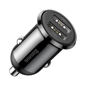Baseus Grain Pro automobilinis įkroviklis 2x USB 4.8 A juodas (CCALLP-01)