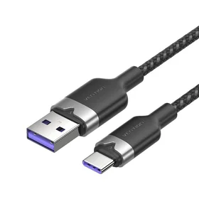 USB 2.0 A į USB-C 6A "Vention CTOBF" 1M kabelis (juodas)