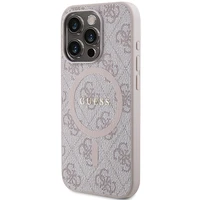 Guess dėklas telefonui iPhone 15 Pro Max 6,7" GUHMP15XG4GFRP rožinis HC MAGSAFE PU 4G RING CLASSIC LOGO