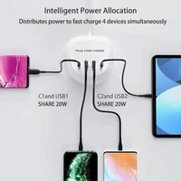 Kelioninis įkroviklis T3P+ - 2xType C + 2xUSB - QC + PD 40W baltas